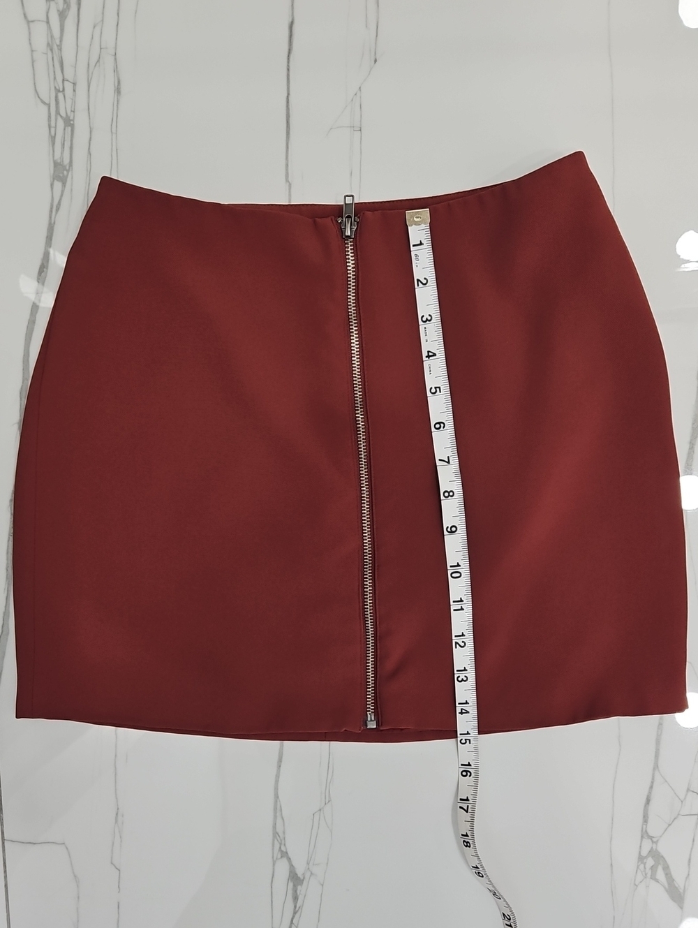 Forever 21 Brick Red Zip-Front Mini Skirt